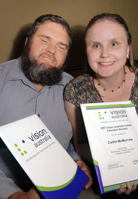 Caitlin Mc Morrow and Arthur Chawner holding their Bursary certificates