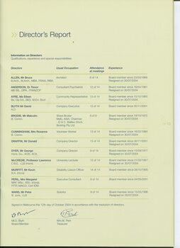 Directors report on financial status and processes
