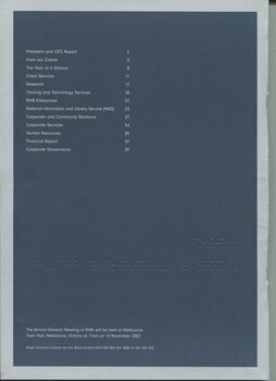 Contents listing for annual report