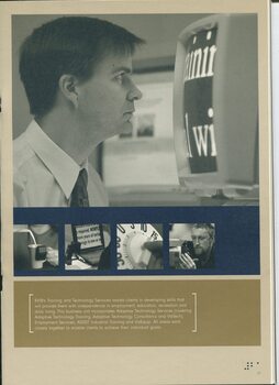 Chris Edwards looking at a computer and 3 smaller images of devices and 1 of Rob