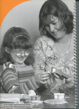 Emily McNeil makes Play-Doh shapes with Lauren Rapley