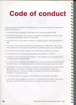 RBS Code of Conduct for council