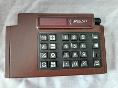 Brown rectangle with number and mathematical equation keypad