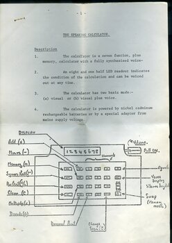 Instruction manual accompany Speech Plus calculator