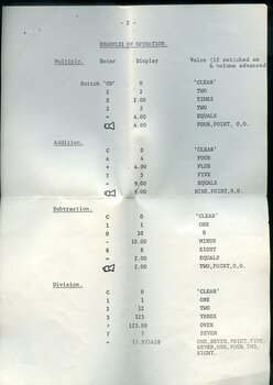 Instruction manual accompany Speech Plus calculator