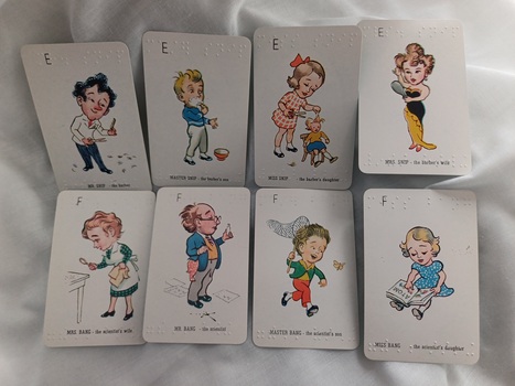 Cards E (Barber's family) and F (Scientist's family)