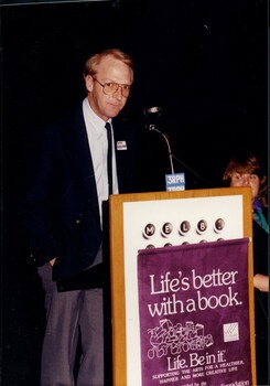 John Blackman at the podium