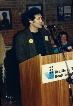 Previous winner Arnold Zable at the podium