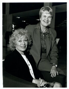 Blanche d'Alpuget and Beverley Dunn seated