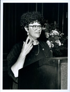 Kate Grenville at the podium of the TDK awards