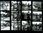 Black and white proof sheet of people in and filming the commercial