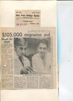 Newspaper cutting about blindness related activities or people