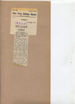 Newspaper cutting about blindness related activities or people