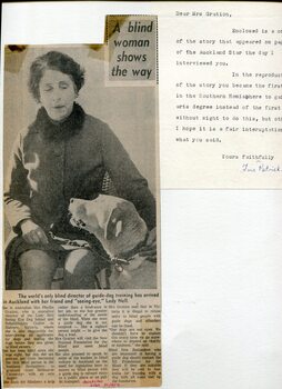 Newspaper cutting about blindness related activities or people