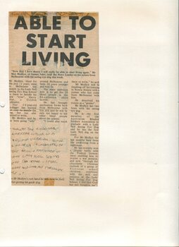 Newspaper cutting about blindness related activities or people