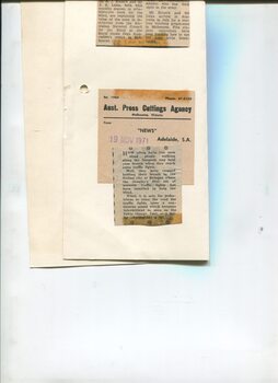 Newspaper cutting about blindness related activities or people
