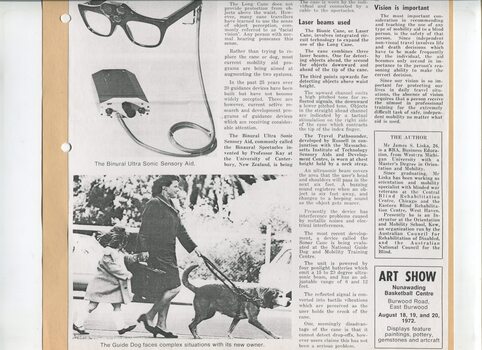 Newspaper cutting about blindness related activities or people