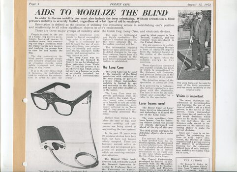 Newspaper cutting about blindness related activities or people