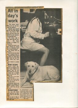 Newspaper cutting about blindness related activities or people