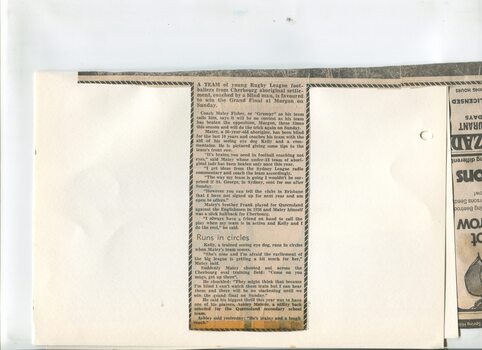 Newspaper cutting about blindness related activities or people
