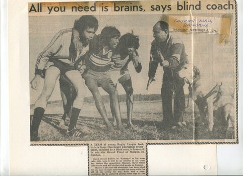 Newspaper cutting about blindness related activities or people