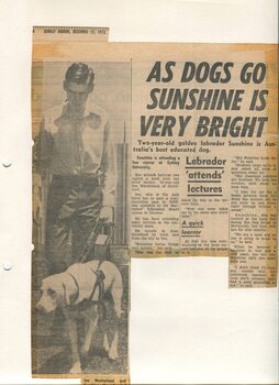 Newspaper cutting about blindness related activities or people