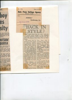 Newspaper cutting about blindness related activities or people