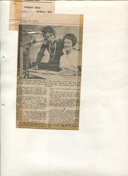 Newspaper cutting about blindness related activities or people