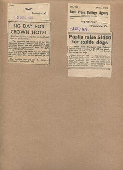 Newspaper cutting about blindness related activities or people