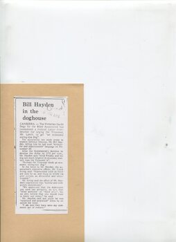 Newspaper cutting about blindness related activities or people