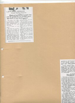 Newspaper cutting about blindness related activities or people