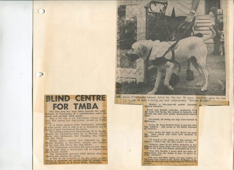 Newspaper cutting about blindness related activities or people
