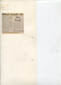 Newspaper cutting about blindness related activities or people