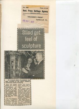 Newspaper cutting about blindness related activities or people