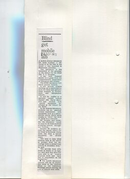 Newspaper cutting about blindness related activities or people