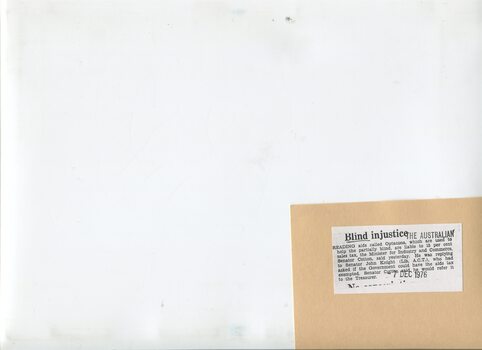 Newspaper cutting about blindness related activities or people