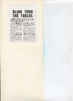 Newspaper cutting about blindness related activities or people