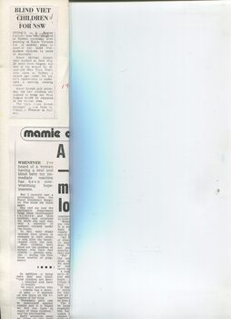 Newspaper cutting about blindness related activities or people