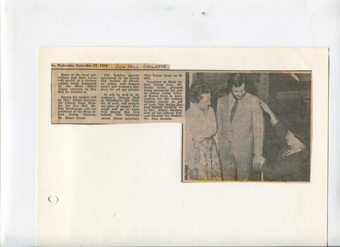Newspaper cutting about blindness related activities or people