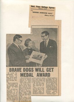 Newspaper cutting about blindness related activities or people