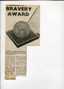 Newspaper cutting about blindness related activities or people