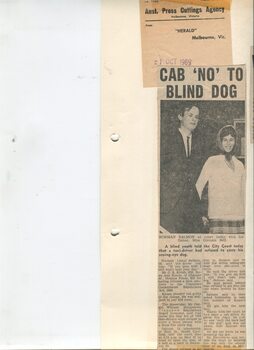 Newspaper cutting about blindness related activities or people