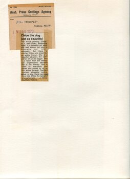 Newspaper cutting about blindness related activities or people