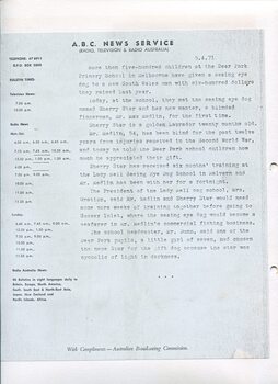Newspaper cutting about blindness related activities or people