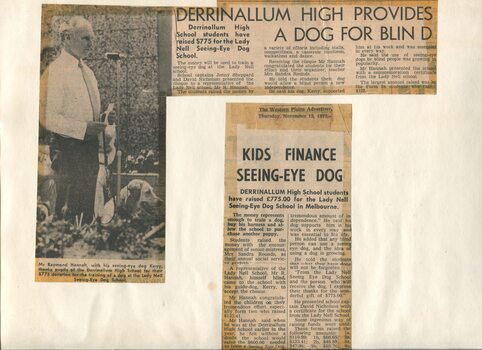 Newspaper cutting about blindness related activities or people