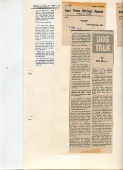 Newspaper cutting about blindness related activities or people