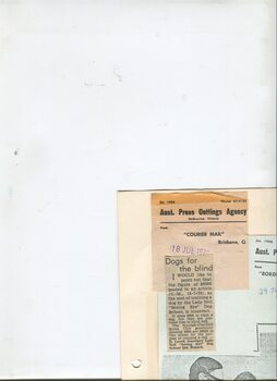 Newspaper cutting about blindness related activities or people