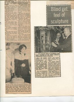 Newspaper cutting about blindness related activities or people