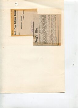 Newspaper cutting about blindness related activities or people