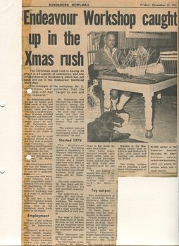 Newspaper cutting about blindness related activities or people
